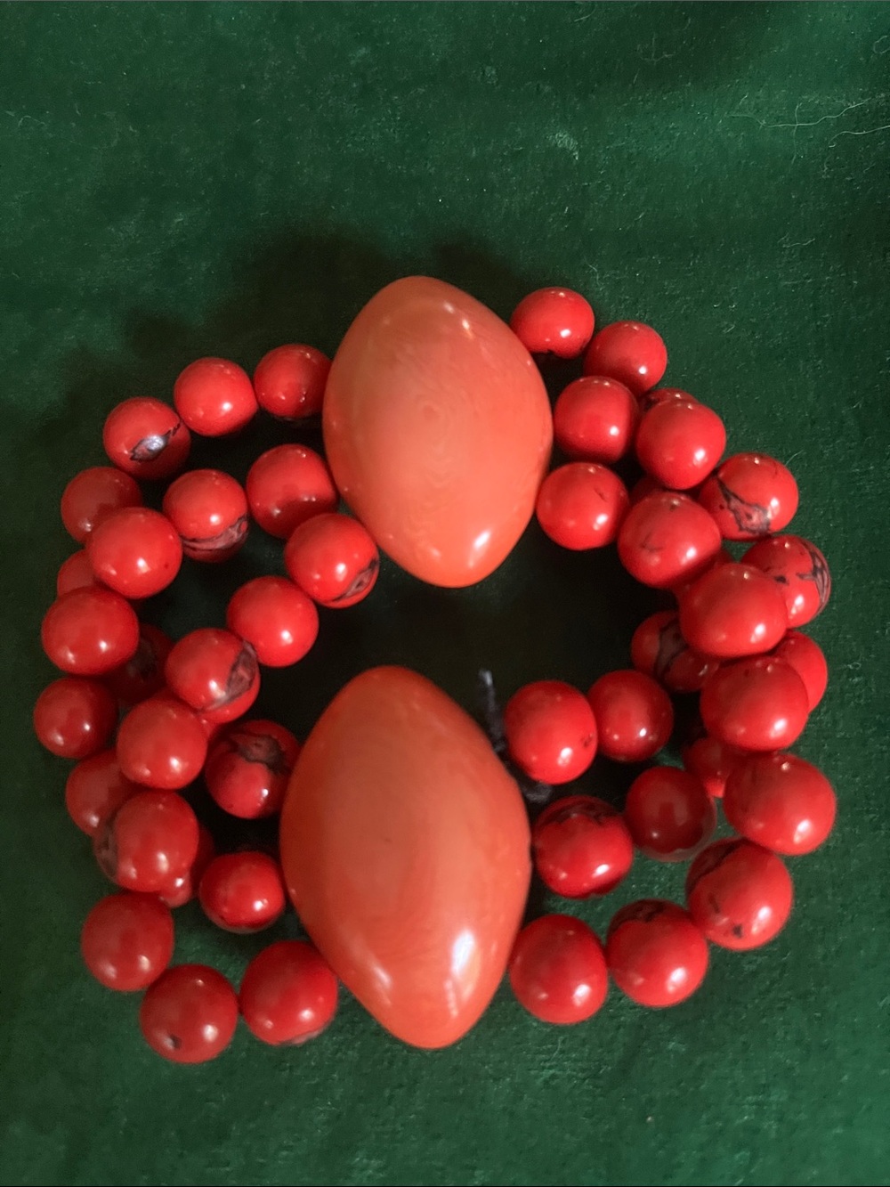 Coral Nut Beaded Stretch Bracelet